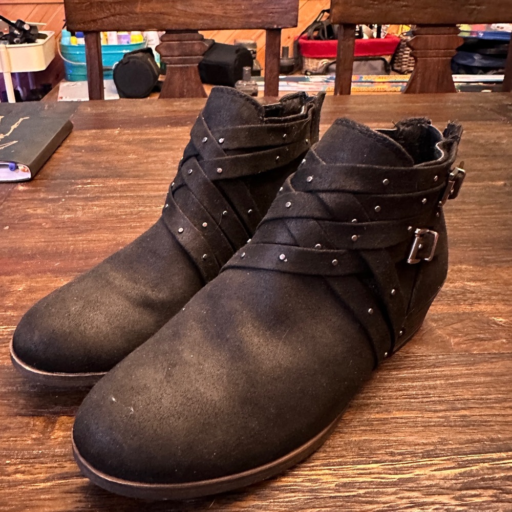 Black Ankle Boots with Buckle Detail